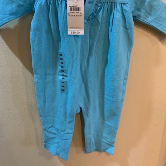 NWT Ralph Lauren LAYETTE L/S ONESIE- Turquoise - 9 Month - Picture 2 of 10